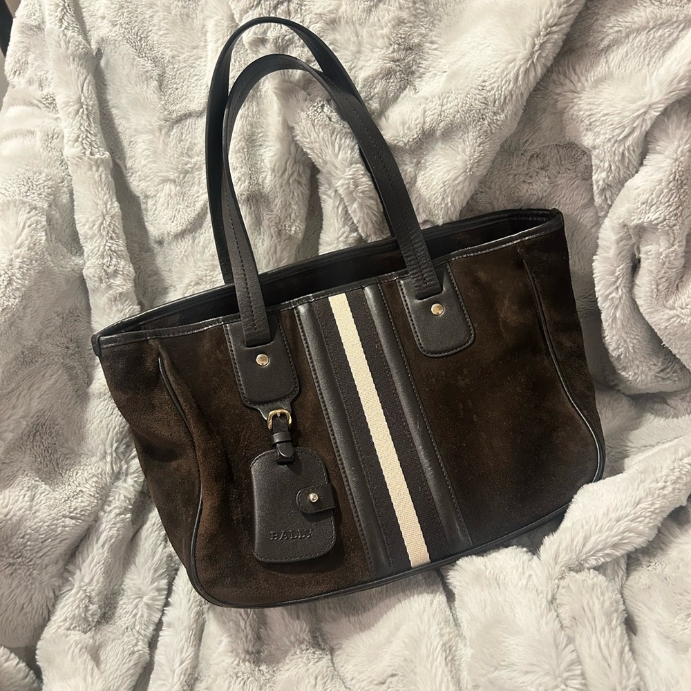 Vintage Bally chocolate brown suede tote